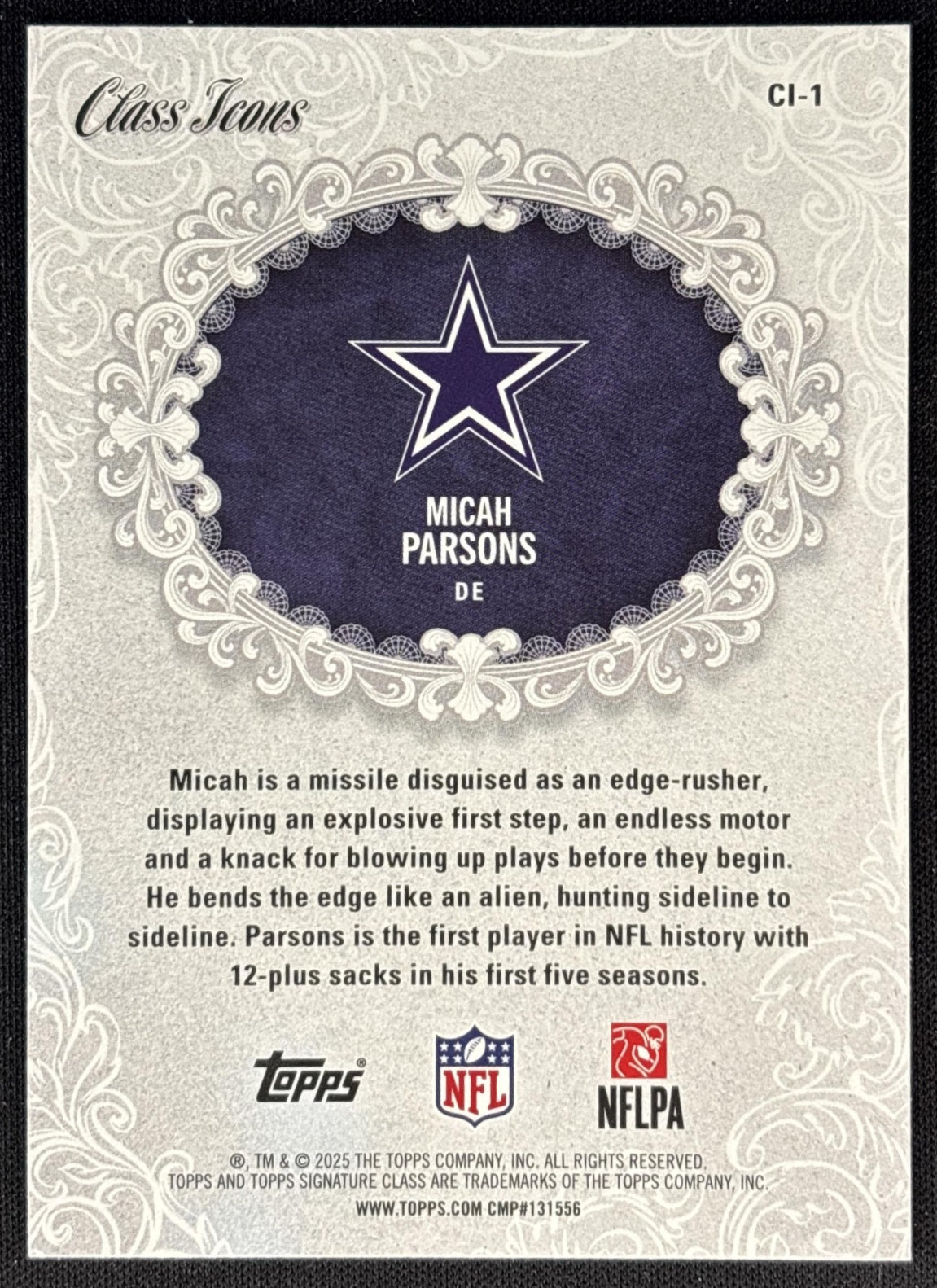 Micah Parsons 2025 Topps Signature Class Icons Cowboys Sports Trading Cards