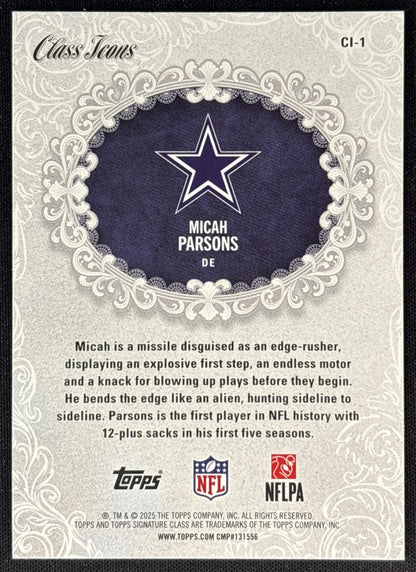 Micah Parsons 2025 Topps Signature Class Icons Cowboys Sports Trading Cards