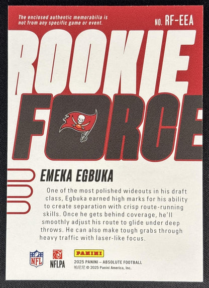 Emeka Egbuka 2025 Panini Absolute Rookie Force Buccaneers Sports Trading Cards