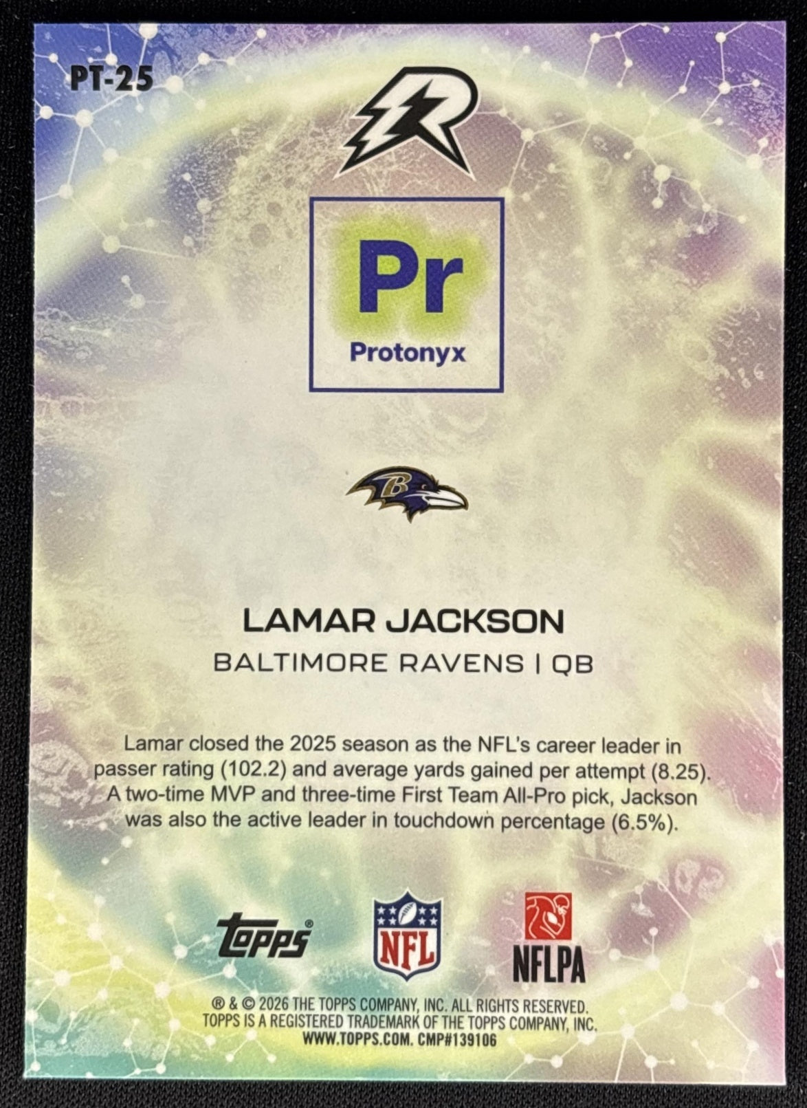 Lamar Jackson 2025 Topps Resurgence Protonyx Ravens