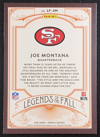 Joe Montana 2020 Panini Donruss Legends of the Fall 49ers