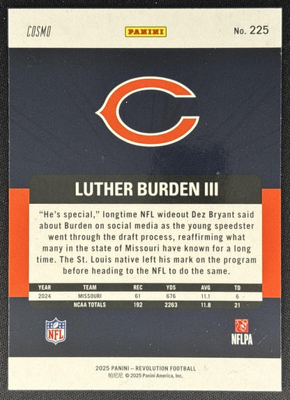 Luther Burden III 2025 Panini Revolution Rookies Red Swirl Bears back