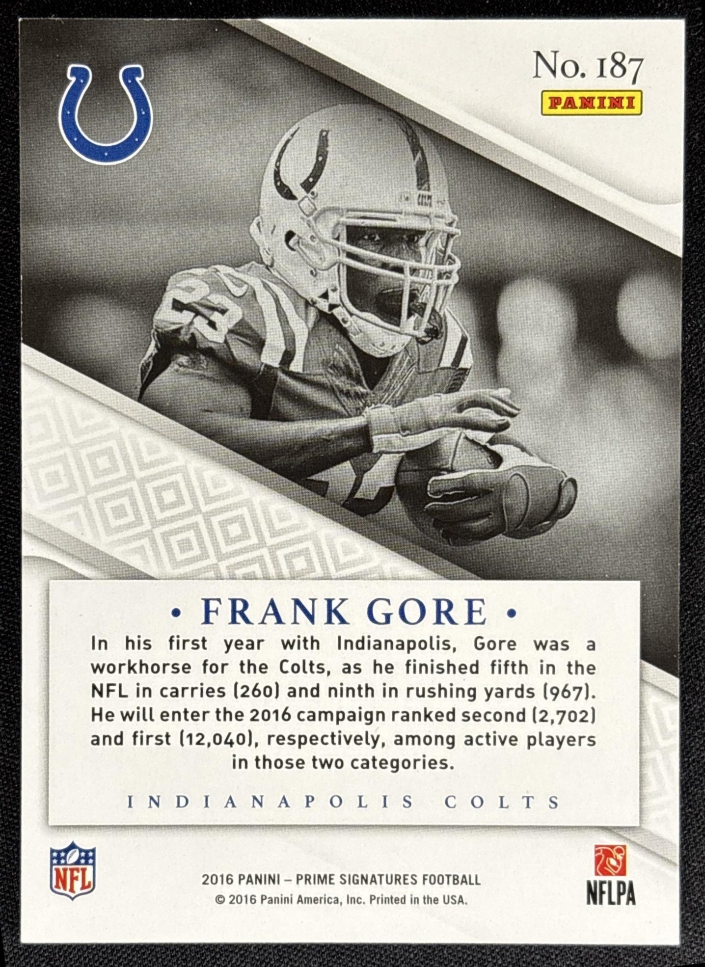 Frank Gore 2016 Panini Rookies & Stars True Blue /49 Colts
