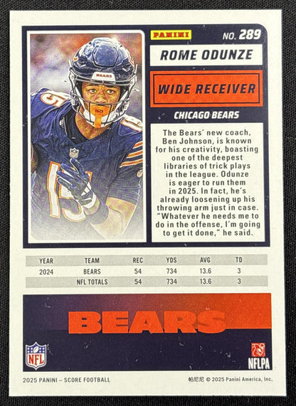 Rome Odunze 2025 Panini Score Dots Blue /399 Bears