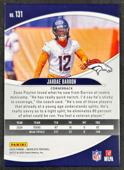 Jahdae Barron Absolute Rookie Denver Broncos Sports Trading Cards