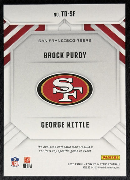 Brock Purdy George Kittle 2025 Panini Rookies & Stars Team Duals 49ers Sports Trading Cards