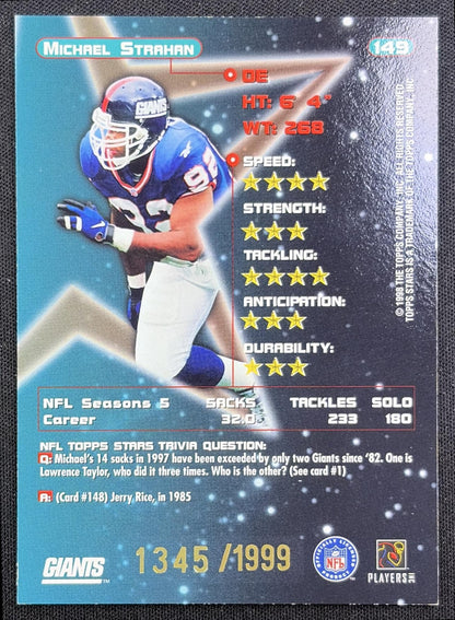 Michael Strahan 1998 Topps Stars Gold Star /1999 Giants