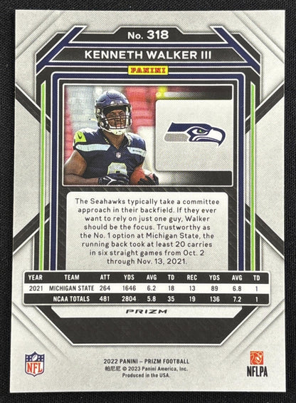 Kenneth Walker III 2022 Panini Prizm Orange Ice Seahawks