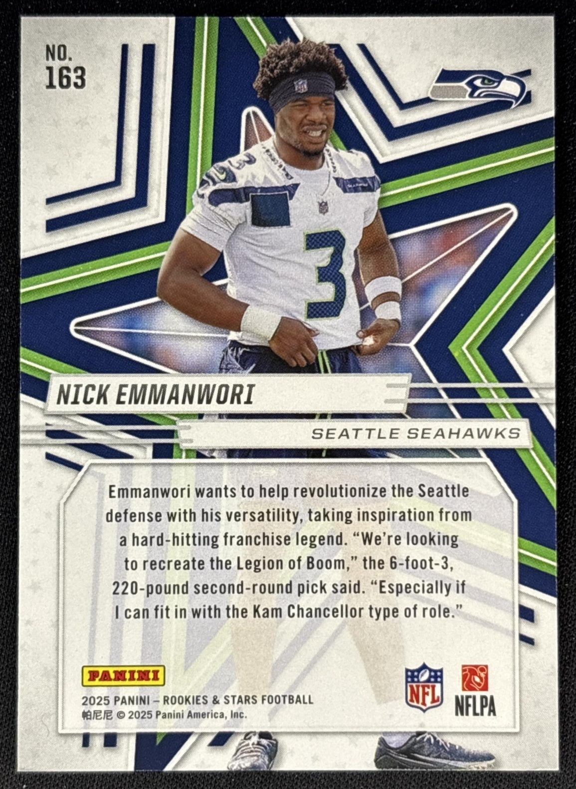 Nick Emmanwori 2025 Panini Rookies & Stars Purple /999 Seahawks back