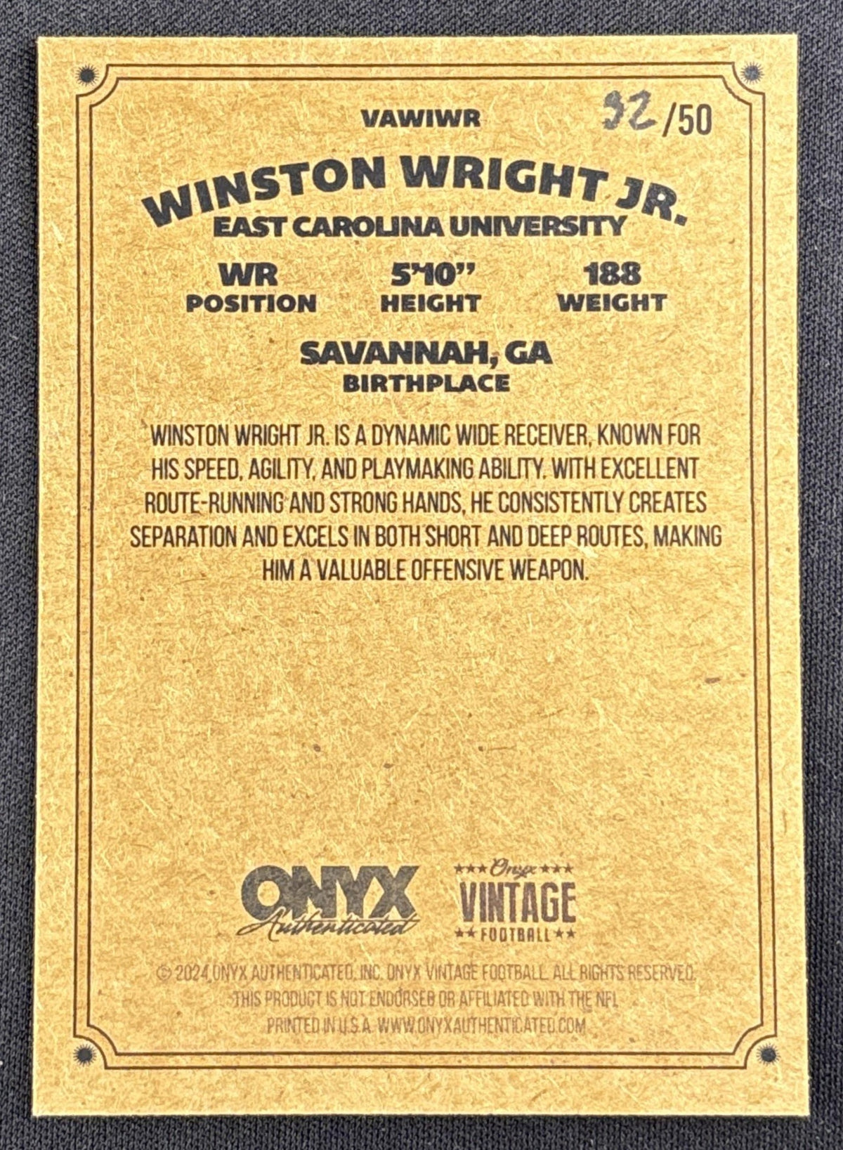 Winston Wright 2024 Onyx Vintage Collection Green Auto /50 #2