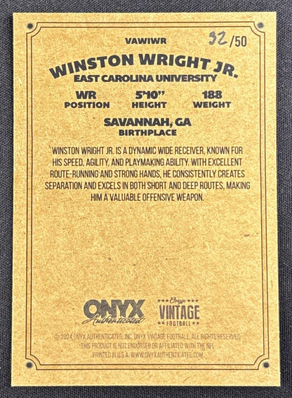 Winston Wright 2024 Onyx Vintage Collection Green Auto /50 #2