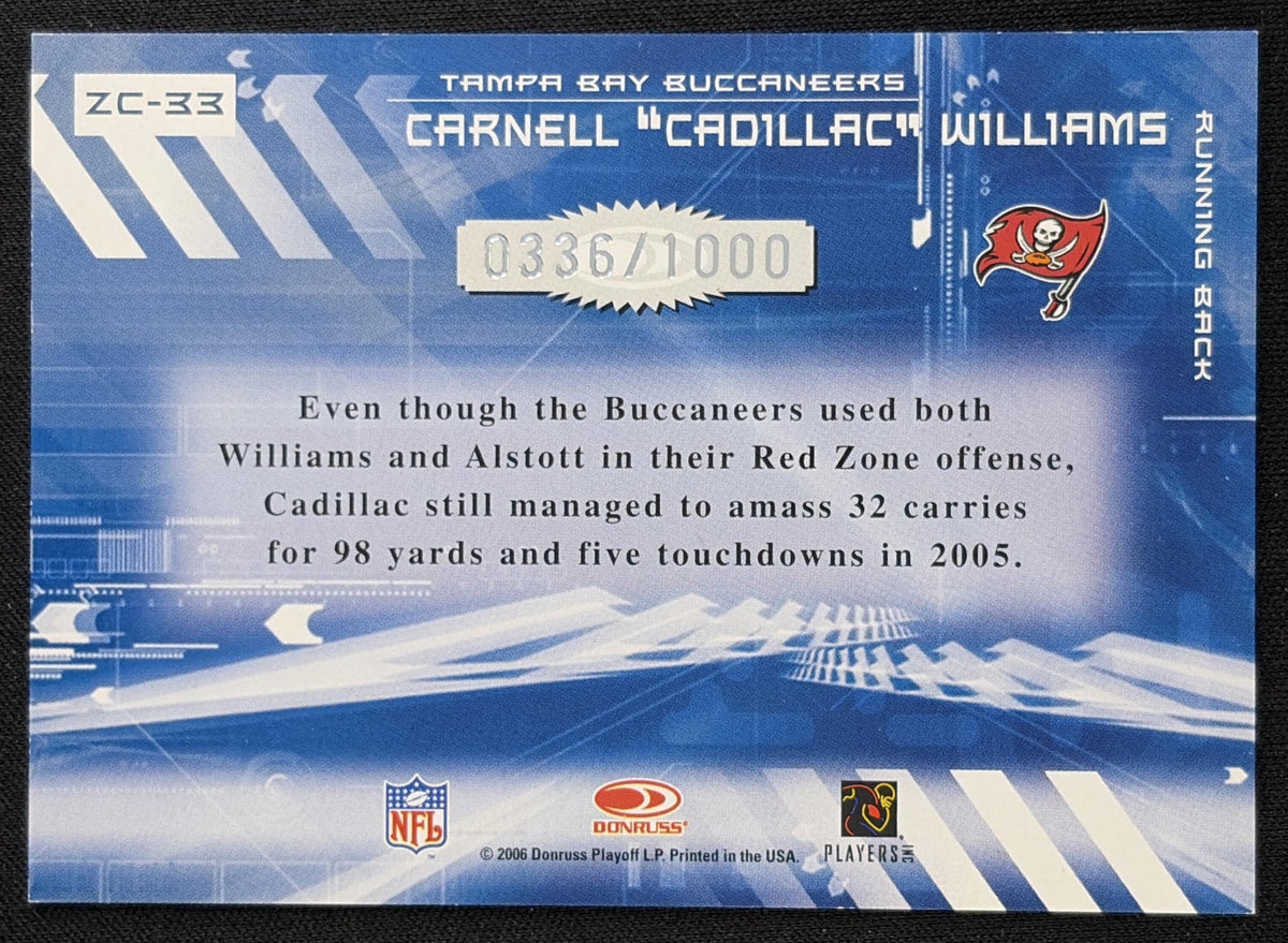 Carnell "Cadillac" Williams 2006 Donruss Elite Zoning Commission Gold /1000 Buccaneers