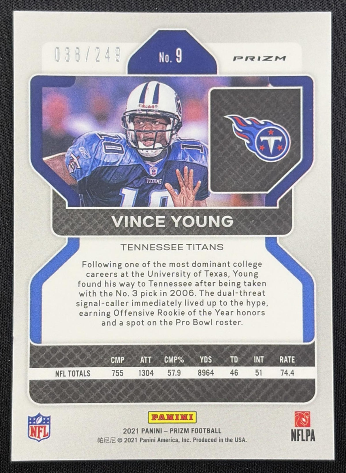 Vince Young 2021 Panini Prizm Orange /249 Titans Tennessee Titans