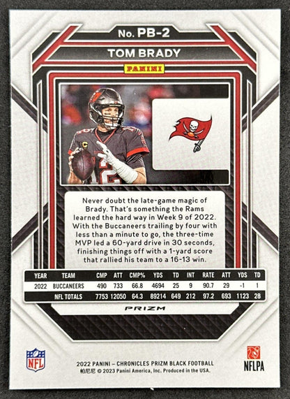 Tom Brady 2022 Panini Chronicles Prizm Black Silver Buccaneers Sports Trading Cards