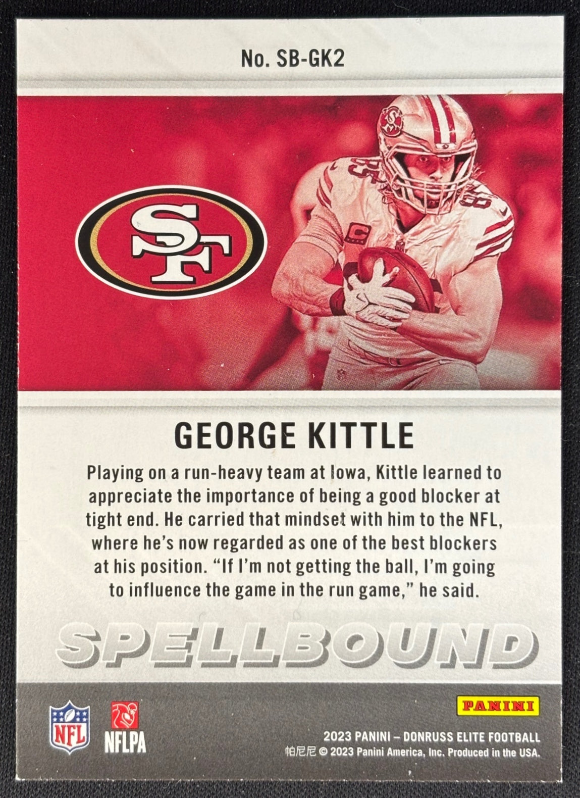 George Kittle 2023 Donruss Elite Spellbound Pink 49ers Sports Trading Cards
