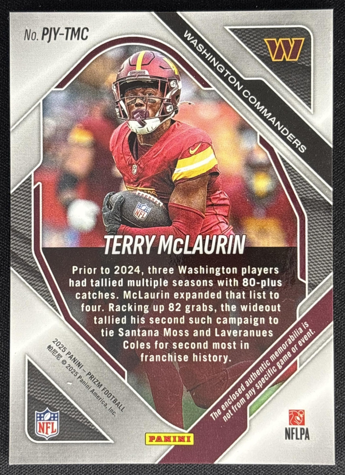 Terry McLaurin 2025 Panini Prizm Premier Jerseys Commanders