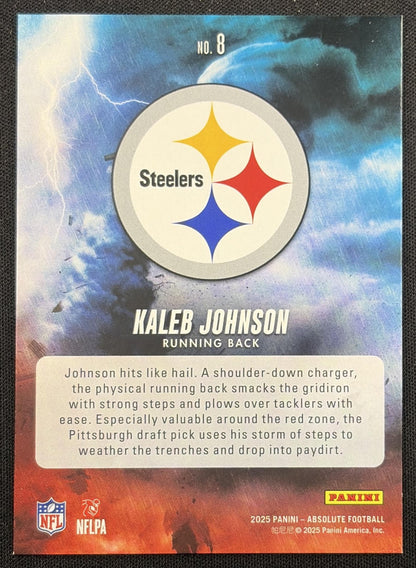 Kaleb Johnson 2025 Panini Absolute By Storm Spectrum Orange /75 Steelers