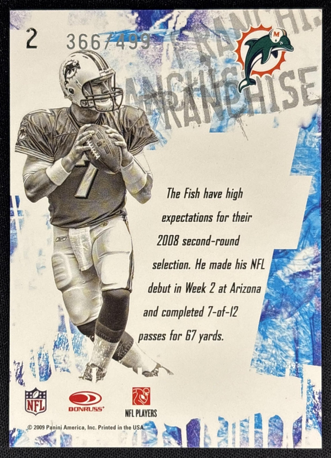Chad Henne 2009 Panini Score Inscriptions Future Franchise /499 Dolphins back