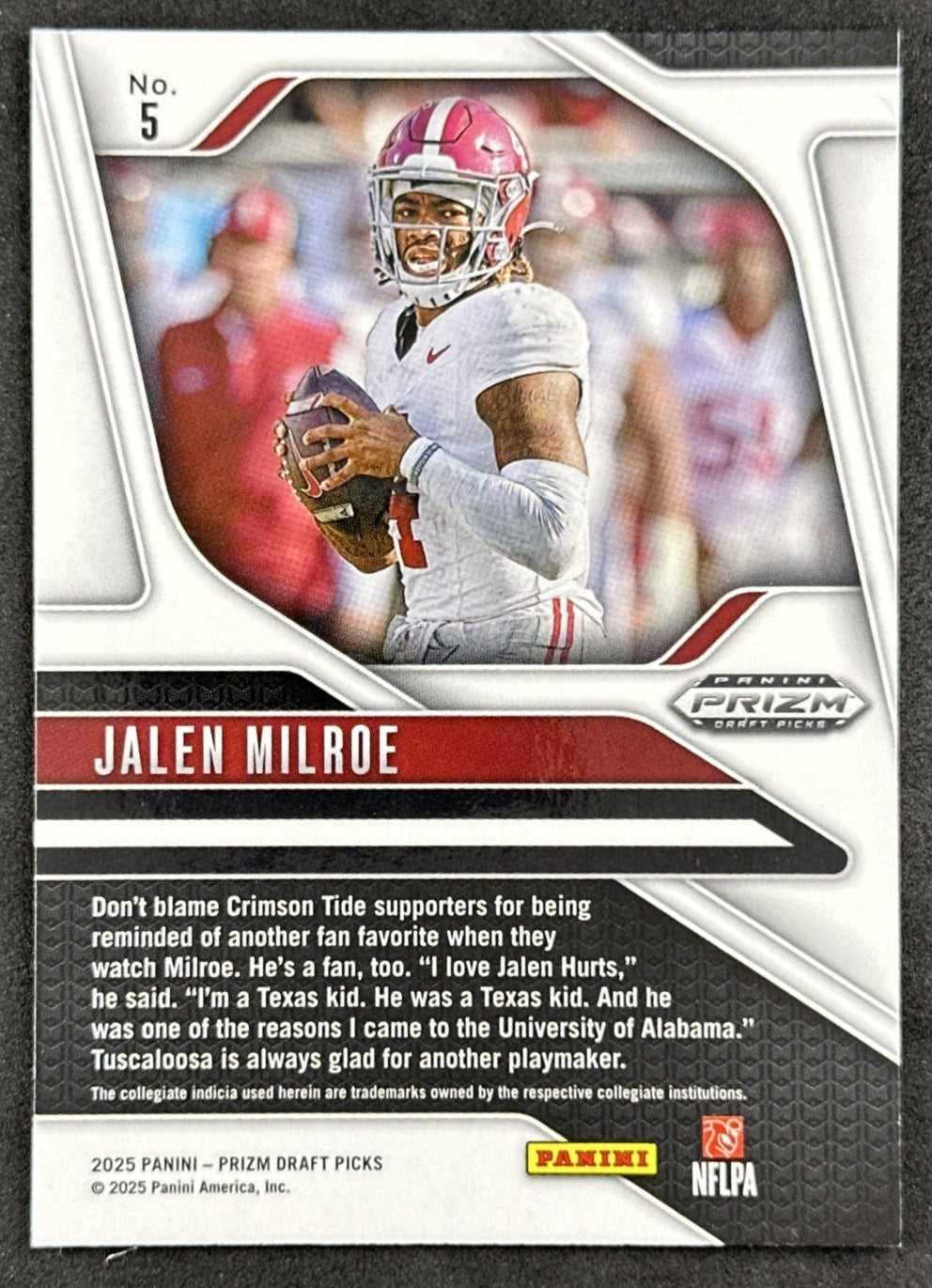 Jalen Milroe 2025 Panini Prizm Draft Picks Crimson Tide Seahawks