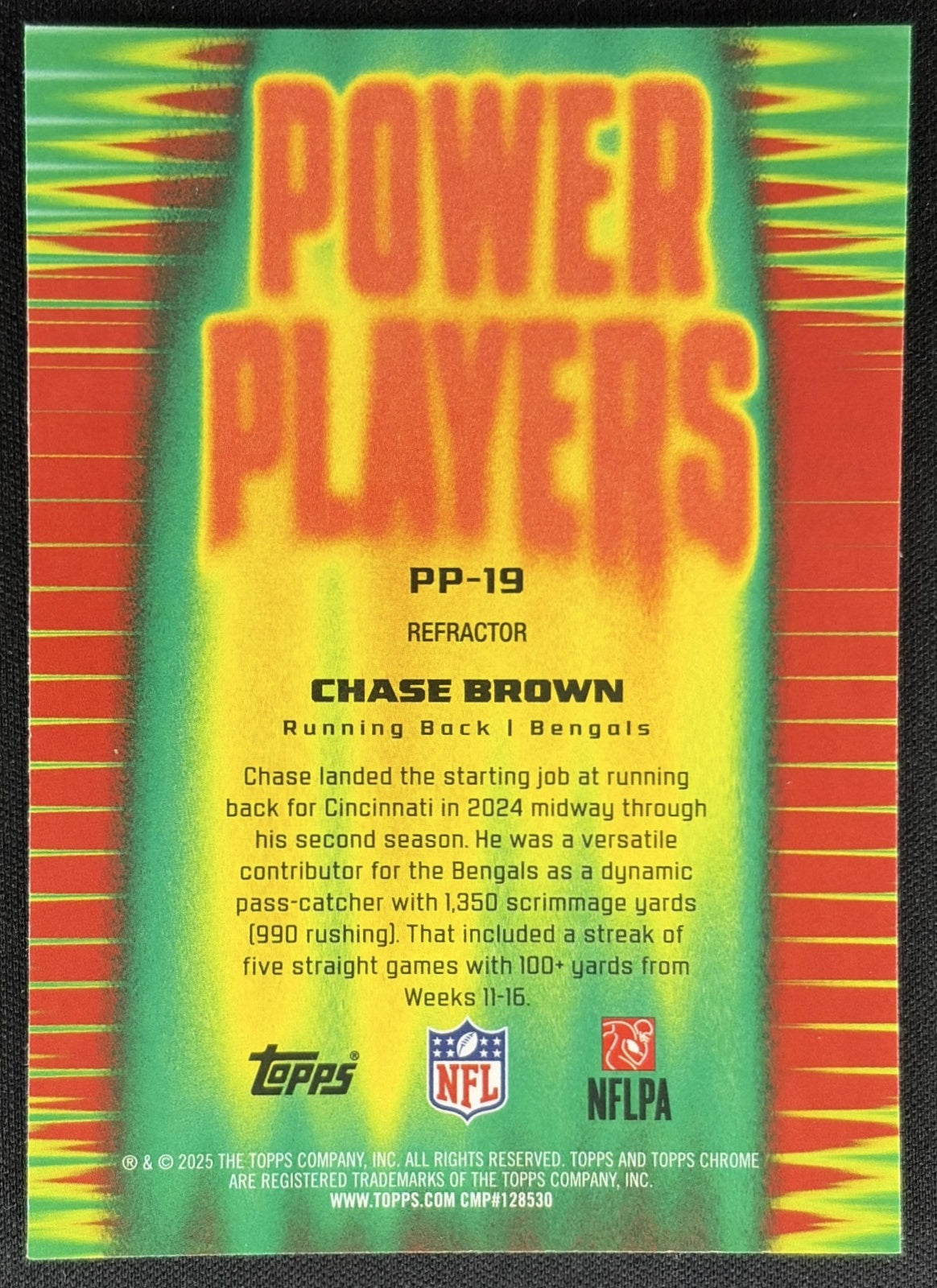 Chase Brown 2025 Topps Chrome Power Players Refractor Bengals