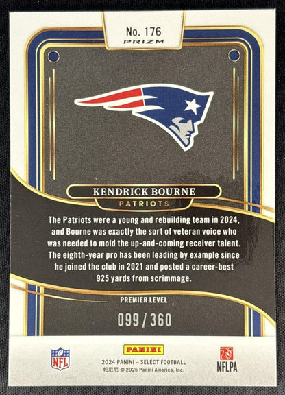 Kendrick Bourne 2024 Panini Select Premier Purple Prizm Shock /360 Patriots