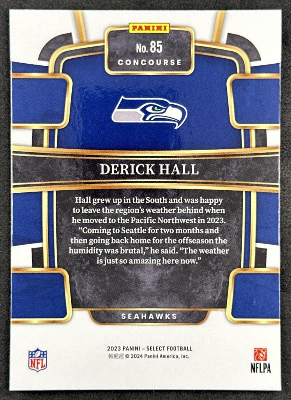 Derick Hall 2023 Panini Select Concourse Seahawks Back
