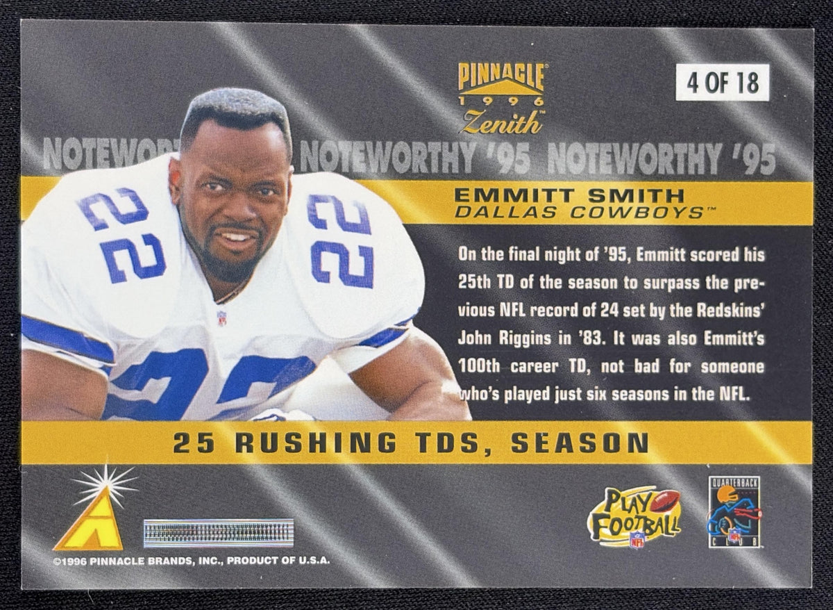 Emmitt Smith 1996 Pinnacle Zenith Noteworthy '95 Cowboys