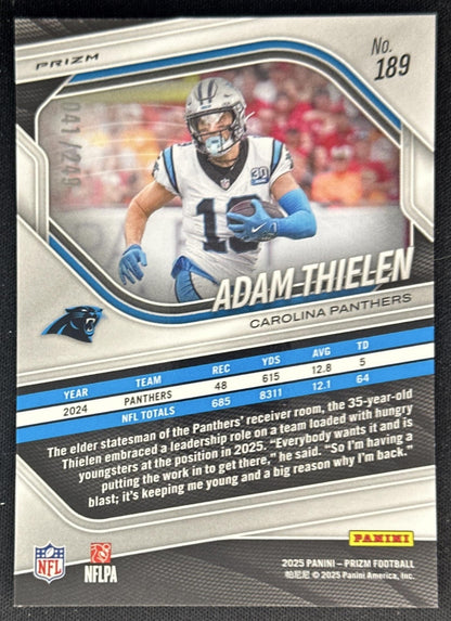 Adam Thielen 2025 Panini Prizm Orange /249 Panthers Sports Trading Cards