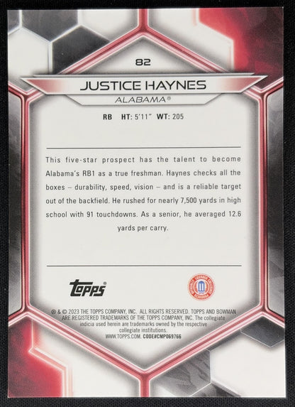 Justice Haynes 2023 Bowman University Best Gold Geometric /50 Crimson Tide