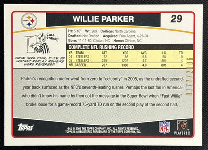 Willie Parker 2006 Topps Gold /2006 Steelers back