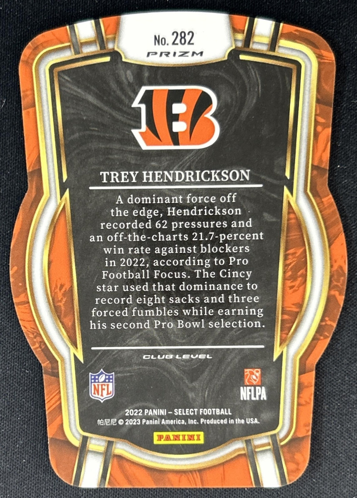 Trey Hendrickson 2022 Panini Select Zebra Prizm Die Cut Bengals back
