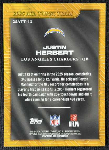 Justin Herbert 2026 Topps 2025 All-Topps Team Chargers back