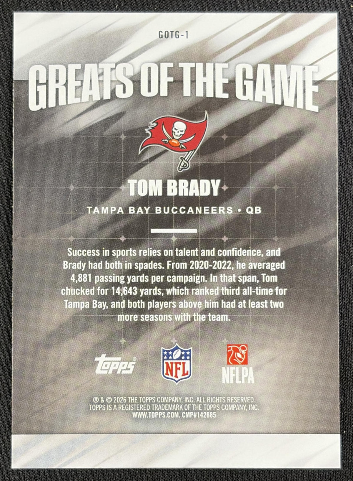 Tom Brady 2026 Topps Greats Of The Game Buccaneers