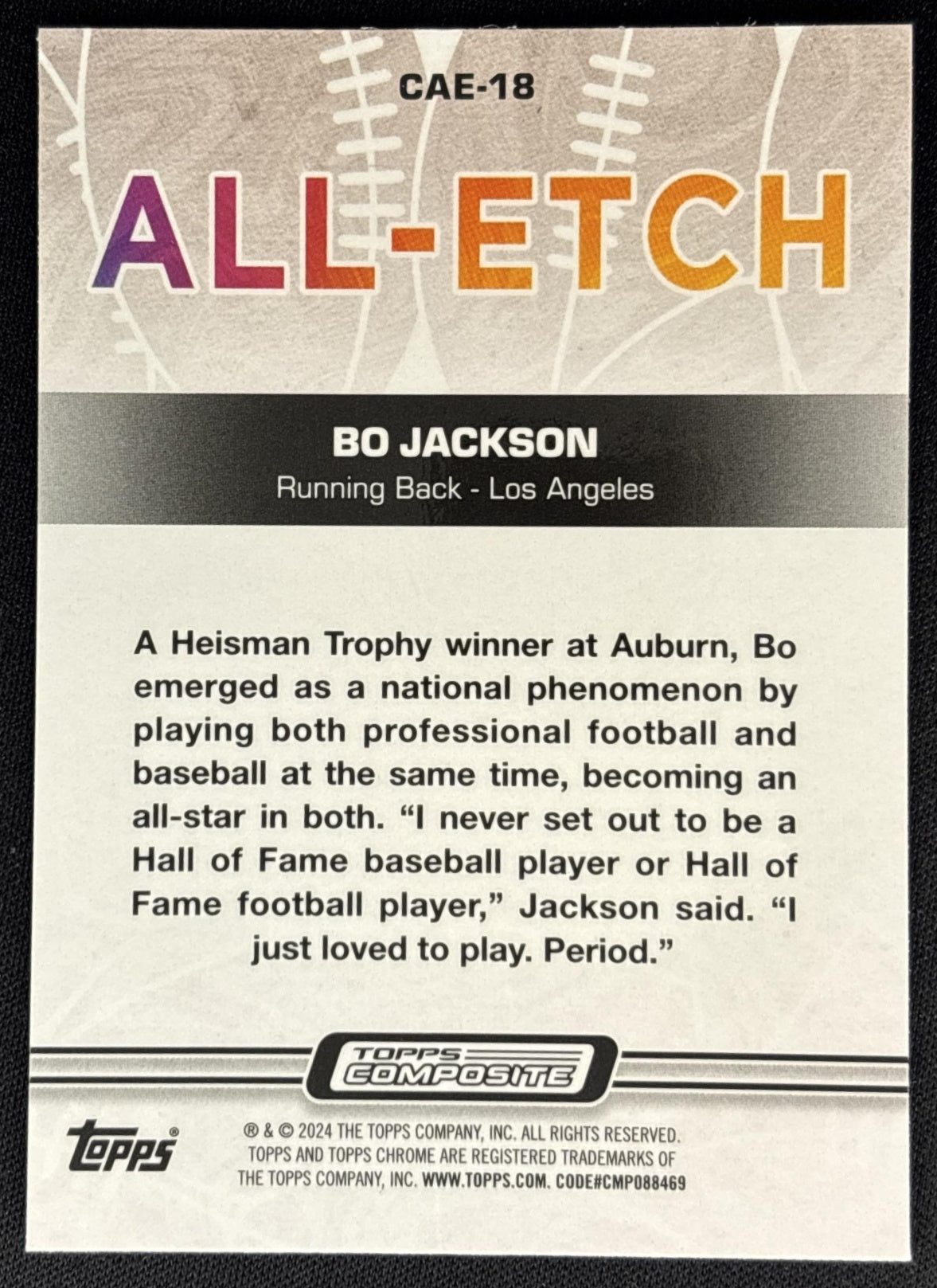 Bo Jackson 2023 Topps Composite Chrome All Etch Blue Wave Refractor /75 Sports Trading Cards