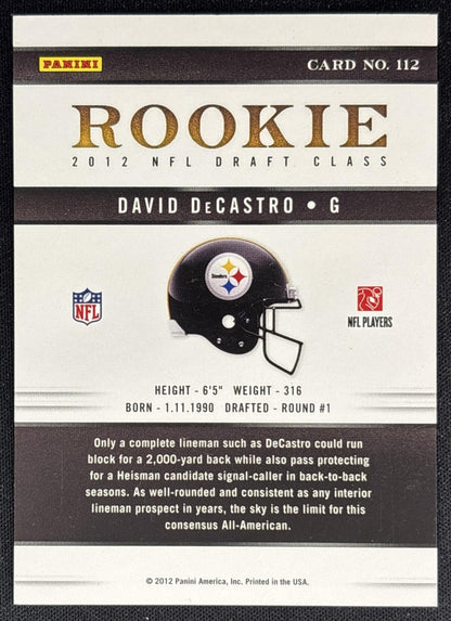 David DeCastro 2012 Panini Elite /999 Steelers back