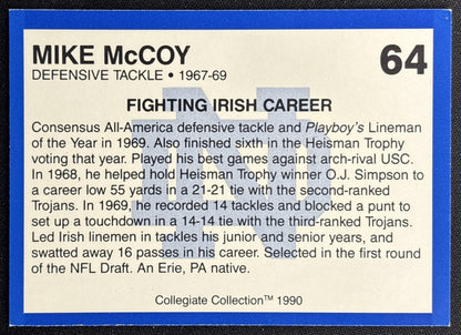 Mike McCot 1990 Collegiate Collection back