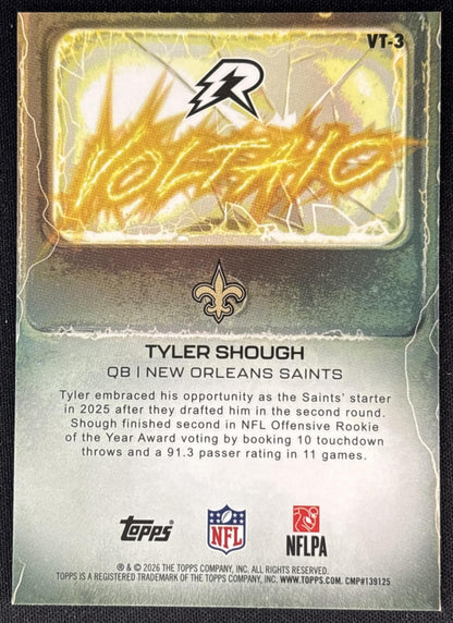 Tyler Shough 2025 Topps Resurgence Voltaic Saints New Orleans Saints Sports Trading Cards