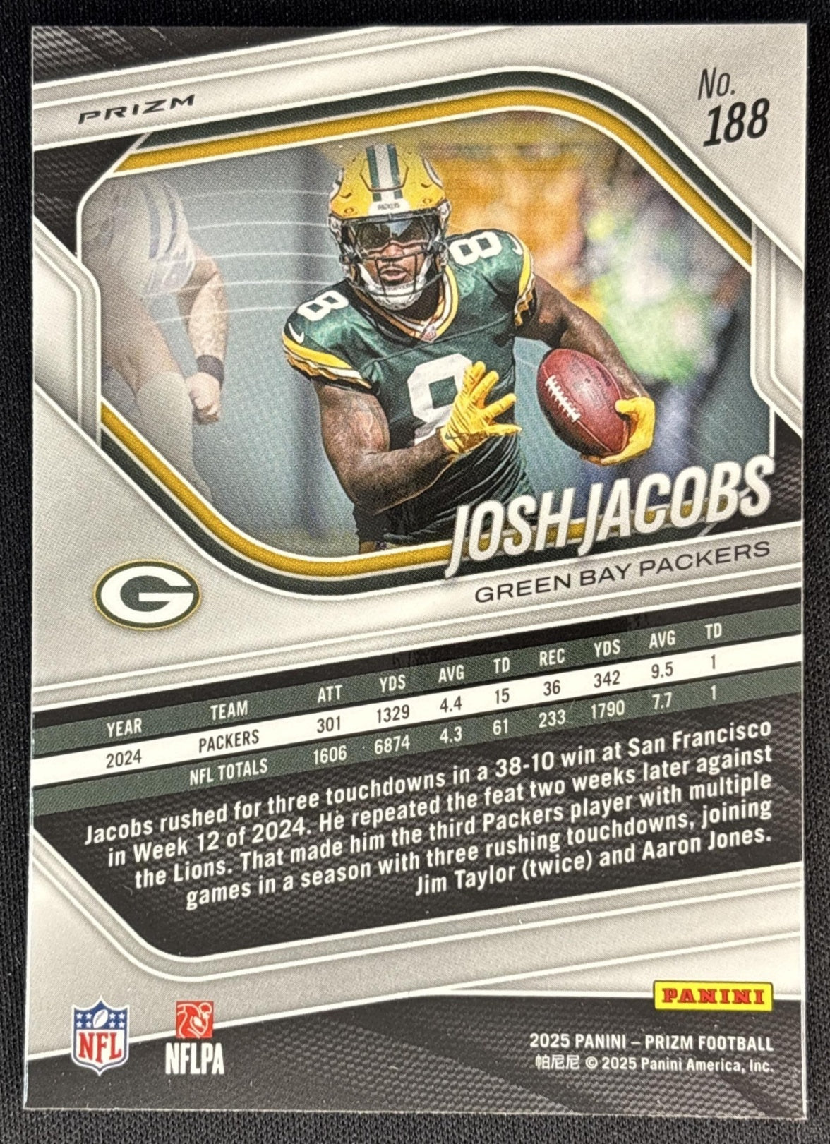 Josh Jacobs 2025 Panini Prizm Neon Green Pulsar