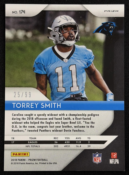 Torrey Smith 2018 Panini Prizm Blue Scope /99 Panthers