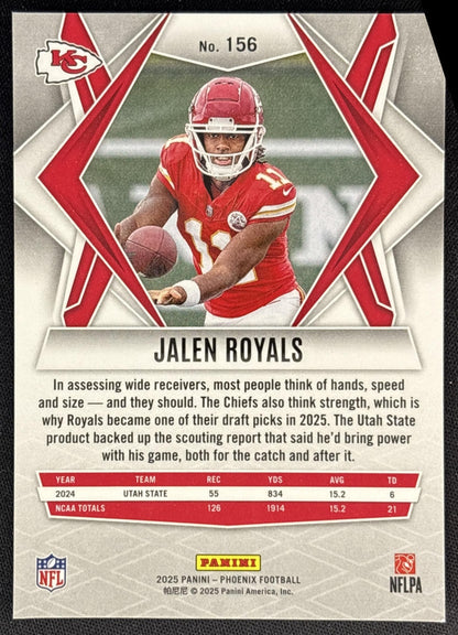 Jalen Royals 2025 Panini Phoenix Silver Pyramids Prizm Chiefs back