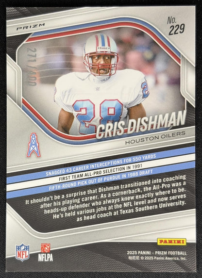 Cris Dishman 2025 Panini Prizm Pandora /400 Oilers back