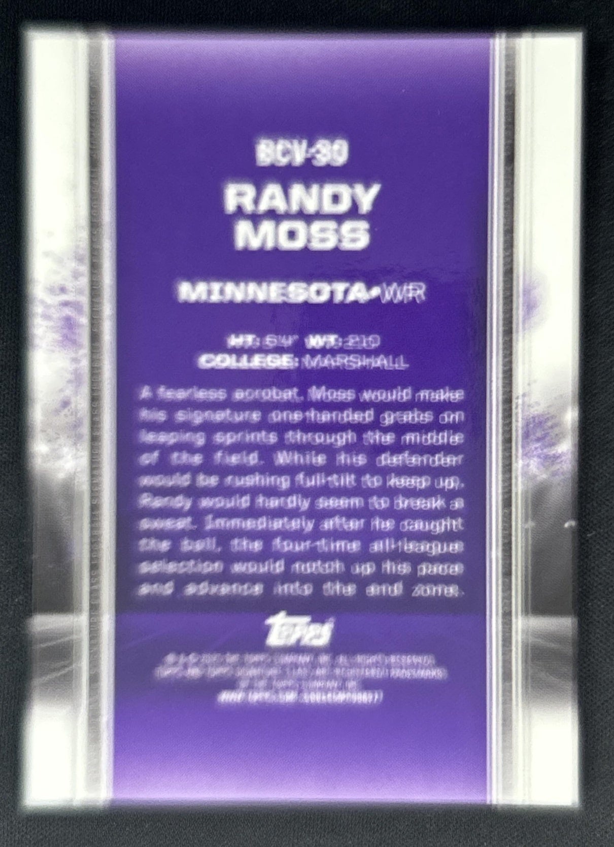 Randy Moss 2024 Topps Signature Class Gold /10 Vikings back
