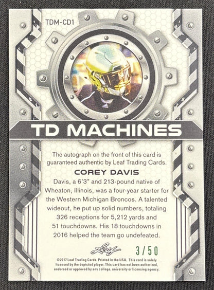 Corey Davis 2017 Leaf Valiant TD Machines Auto /50