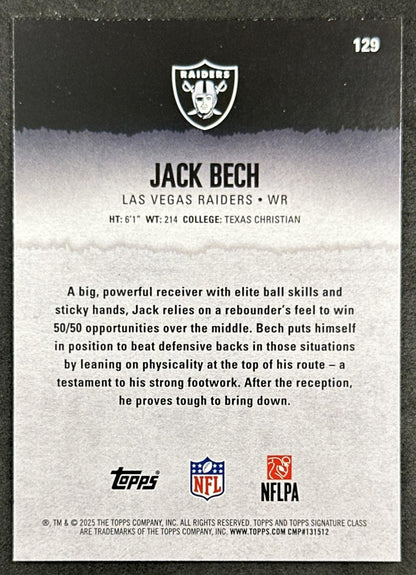 Jack Bech 2025 Topps Signature Class Rookie Yellow and Blue Raiders