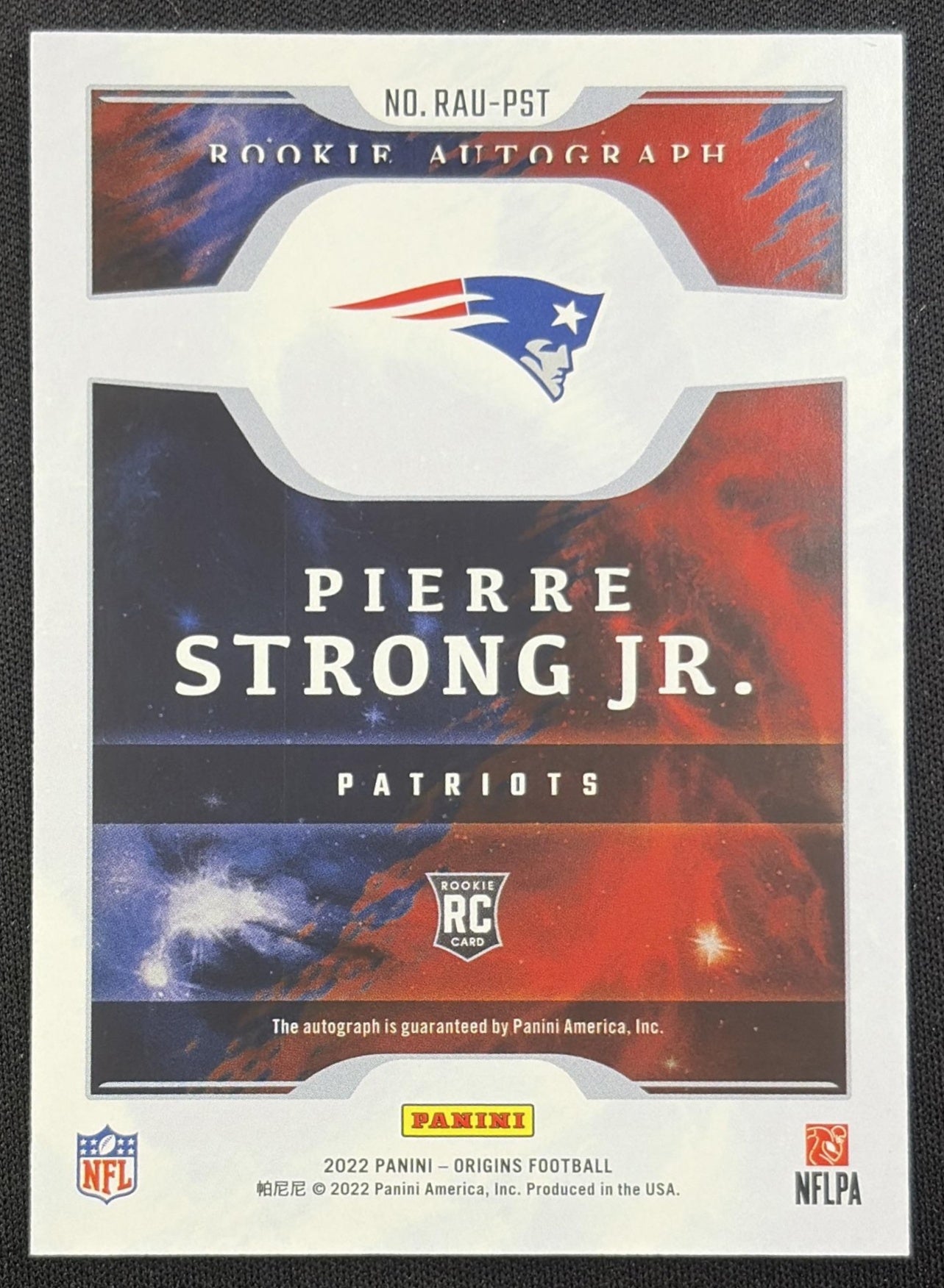 Pierre Strong Jr. 2022 Panini Origins Rookie Auto Patriots