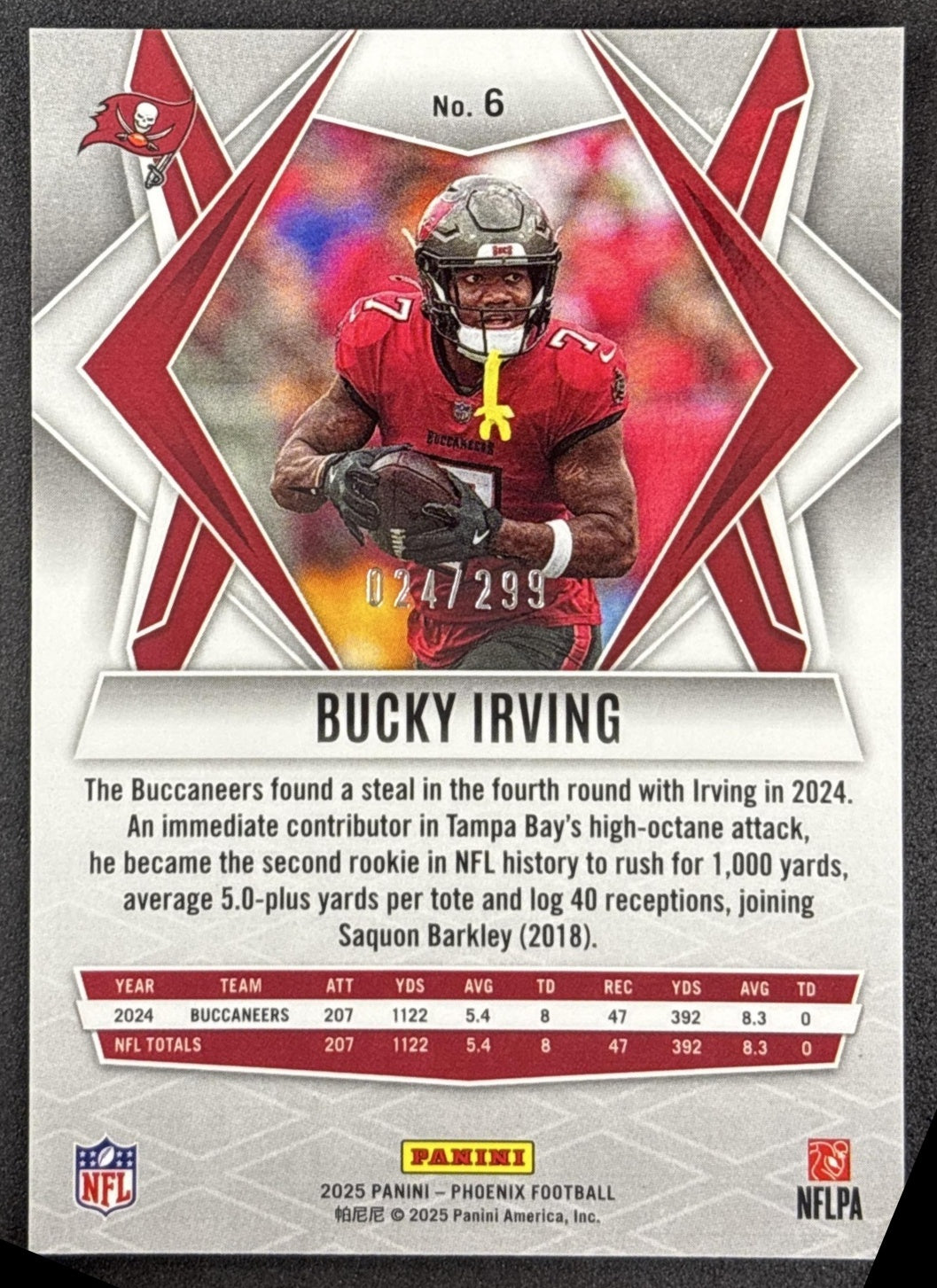 Bucky Irving 2025 Panini Phoenix Pink Winter Prizm /299 Buccaneers