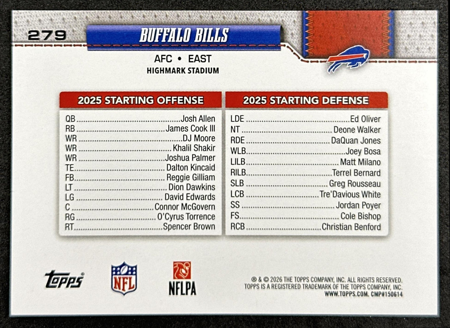 Buffalo Bills 2026 Topps Flagship Bills Sports Trading Cards