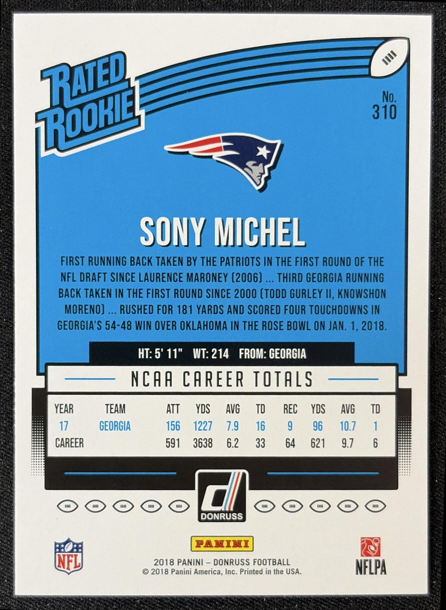 Sony Michel 2018 Panini Donruss Patriots