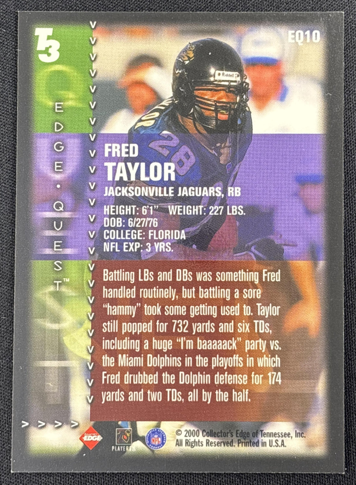 Fred Taylor 2000 Collector's Edge T3 Quest /1000 Jaguars