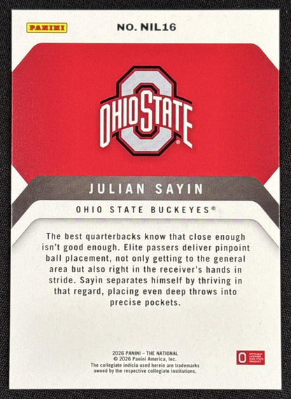 Julian Sayin 2026 Panini NSCC Silver Pack Foil Sports Trading Cards